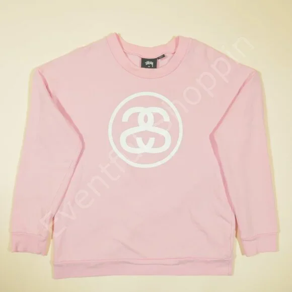 Stussy Sweatshirt Womens XS Pink Logo Crewneck Skater Pullover - Picture 2 of 7